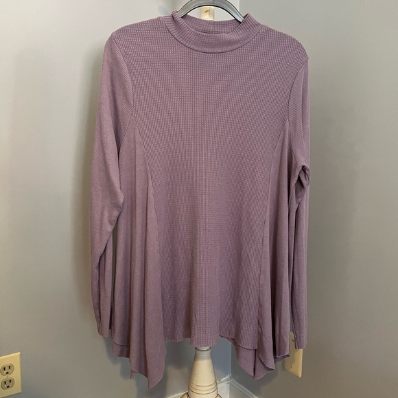 Anthropologie t.la lavender mock neck long sleeve shirt, size large - Picture 2 of 4